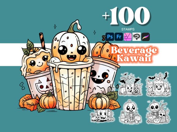100 Beverage Halloween Photoshop Brushes for Creative Designers