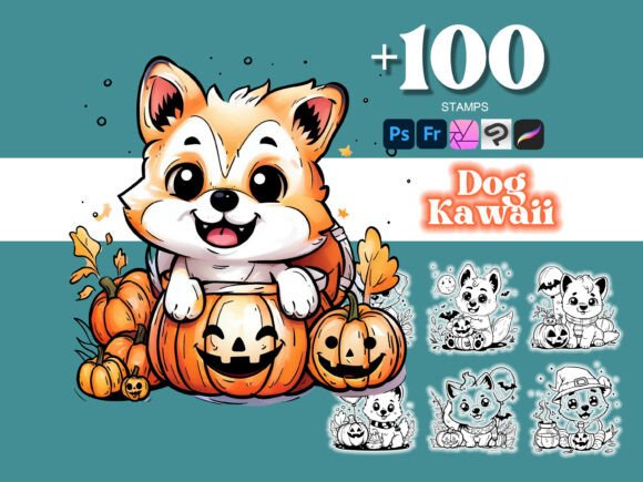 100 Dog Halloween Photoshop Brushes: Elevate Your Halloween Art with the Ultimate Kawaii Collection