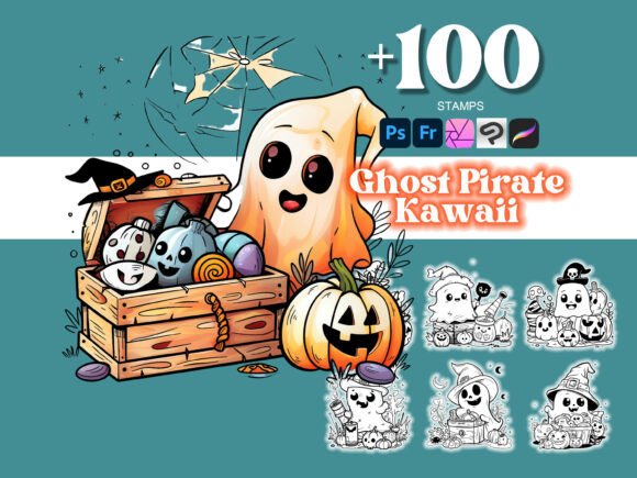 100 Ghost Pirate Halloween Photoshop Brushes for Creative Projects