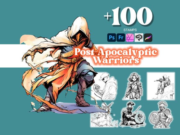 100 Post Apocalyptic Warriors Photoshop Brushes