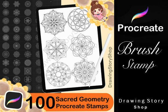 100 Procreate Sacred Geometry Stamps