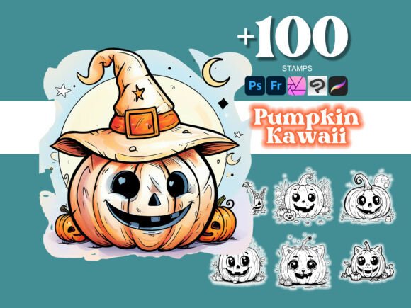 100 Pumpkin Halloween Photoshop Brushes for Creative Designs