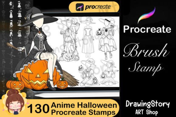 130 Procreate Anime Halloween Stamps