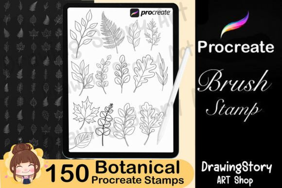150 Procreate Botanical Stamps, Leaves: A Creative Tool for Digital Artists