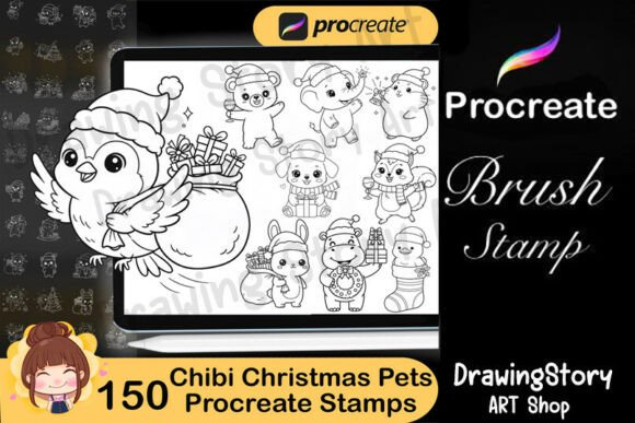 150 Procreate Cartoon Christmas Pets: A Must-Have Tool for Creative Holiday Projects