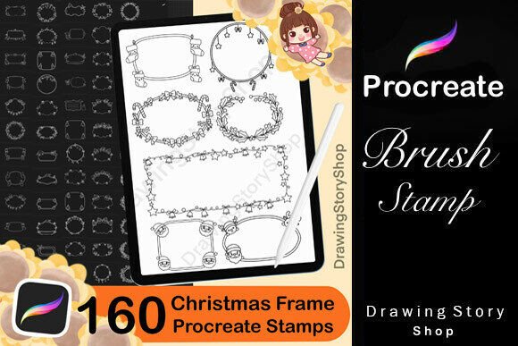 160 Procreate Christmas Frame Stamp: Elevating Digital Holiday Art with Creative Versatility