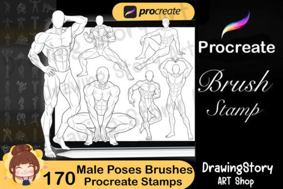 170 Procreate Body Poses Stamps for Digital Artists