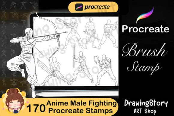 170 Procreate Male Fighting Stamp Brushes: A Practical Asset for Digital Artists