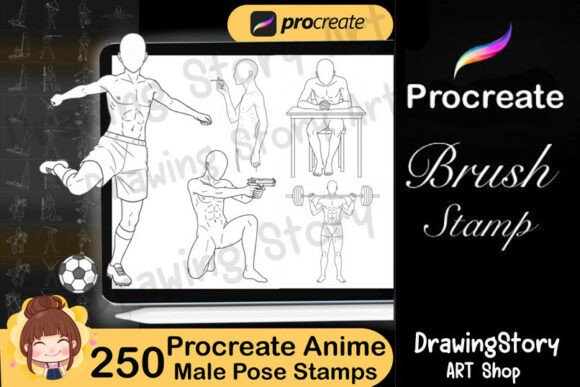 250 Procreate Anime Male Pose Stamps: A Game-Changer for Manga Artists and Digital Illustrators