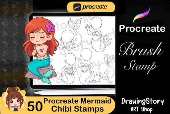50 Mermaid Chibi Procreate Stamps: A Practical Creative Resource for Digital Artists
