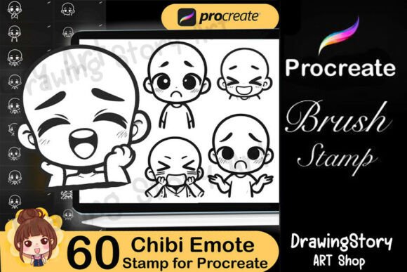 60 Chibi Emote Bases Stamps: A Versatile Creative Tool for Digital Artists