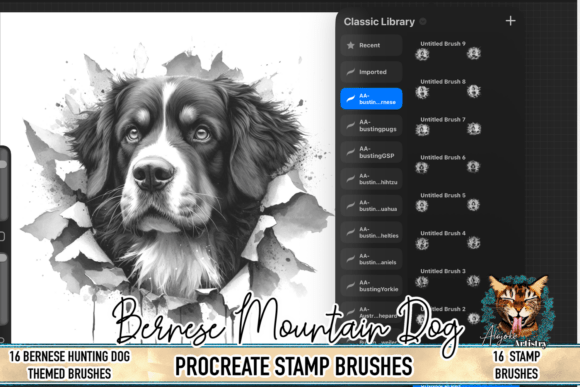 Bernese Mountain Dog Procreate Brush Sta: Enhancing Digital Art with Realistic Canine Detail