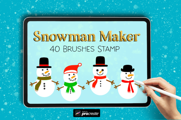 Bringing Winter Joy to Digital Art with Christmas Snowman Builder 40 Procreate