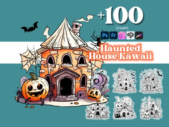 Elevate Your Designs with 100 Haunted House Halloween Photoshop Brushes