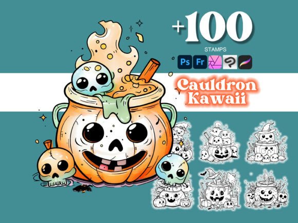 Elevate Your Halloween Designs with 100 Cauldron Halloween Photoshop Brushes