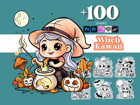 Elevate Your Halloween Designs with 100 Witch Halloween Photoshop Brushes