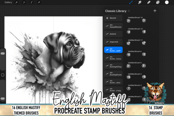 English Mastiff Procreate Brush Stamps: Capturing the Majesty of a Gentle Giant in Digital Art