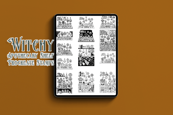 Enhance Your Digital Art with Witchy Apothecary Shelf Procreate Stamps