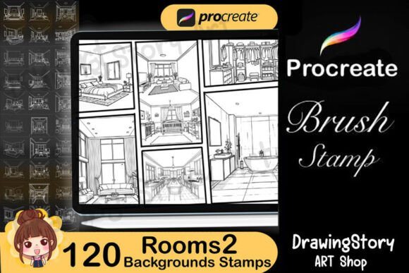 Enhancing Your Digital Art with 120 Procreate Rooms 2 Backgrounds Stamps