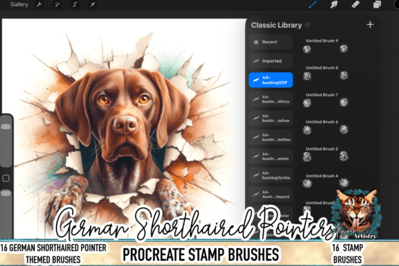 German Shorthaired Pointer Brush Stamps for Procreate