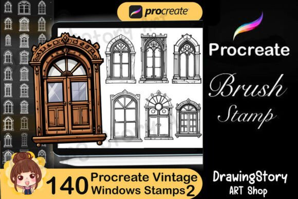 Unlocking Creativity with the 140 Procreate Vintage Windows Stamps Set